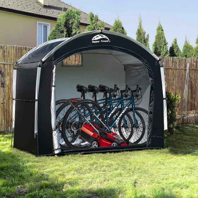 Alt view image 6 of 6 - Outdoor Waterproof Bike Storage Tent Shed for 2/3/4/6/8 Bikes | Bicycle Covers Shelter with Window, Oversized Outside Portable Sheds for Lawn Mower,Garden Tools