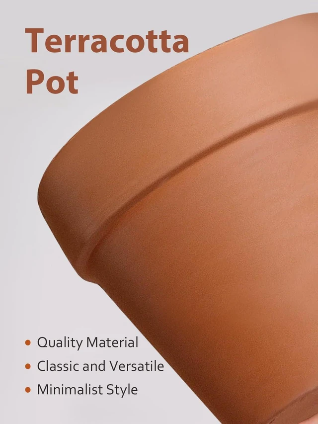 Alt view image 4 of 7 - Terracotta Pot with Saucer 10&12 Inch - Ceramic Clay Pot for Plants with Drainage Hole, Large Terra Cotta Flower Planter with Tray for Indoor Outdoor Plants