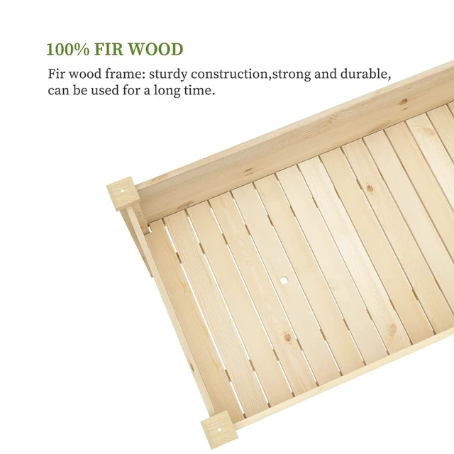 Alt view image 5 of 7 - Outdoor Wood Raised Garden Bed, Elevated Reinforced Large Planter Box with Storage Shelf for Vegetable Flower Backyard Patio Gardening Balcony (48L, Natural Wood)