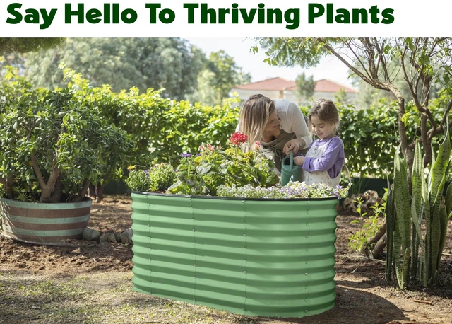Alt view image 4 of 6 - Galvanized Raised Garden Beds Outdoor // 4×2×2 ft Planter Raised Beds for Gardening, Vegetables, Flowers // Large Metal Garden Box (Light Green) // Patented Tool-Free Design