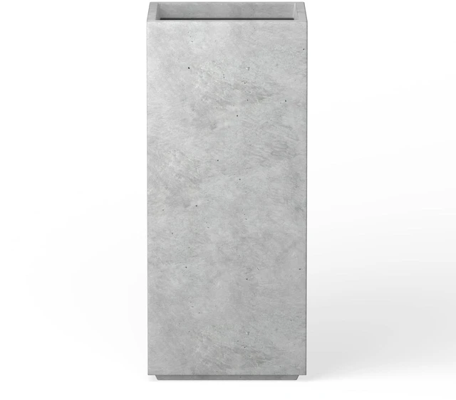 Main image of Accent Column Square Pale Gray Concrete Planter 23.6" H, Outdoor | Rubber Plug for Indoor, Drainage for Garden, All-Weather Cement Flower Pot, Handcrafted, Anti-Frost & UV, Modern Home Decor