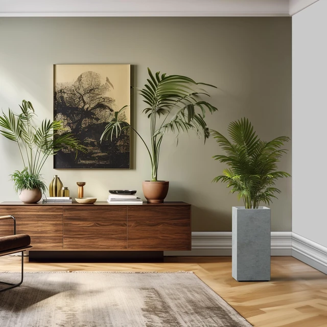 Alt view image 3 of 7 - Accent Column Square Pale Gray Concrete Planter 23.6" H, Outdoor | Rubber Plug for Indoor, Drainage for Garden, All-Weather Cement Flower Pot, Handcrafted, Anti-Frost & UV, Modern Home Decor