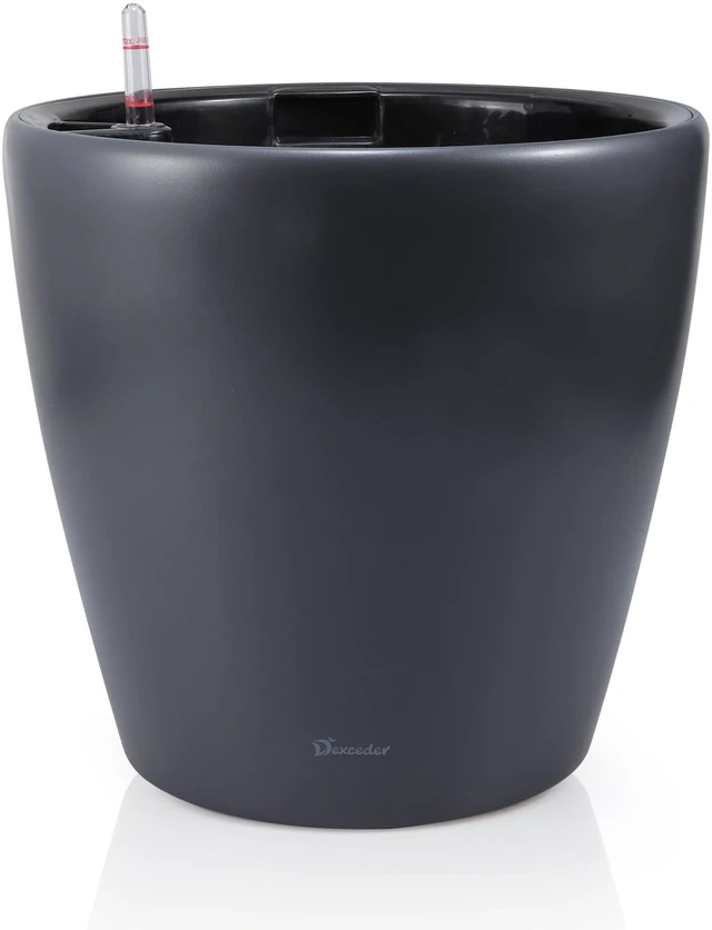 Main image of 15x14 Self Watering Planter with Wheels (Slate Gray Matte) | Inner Pot Design, Thickened Large Floor Standing Flower Plant Pot with Water Level Indicator Indoor Outdoor