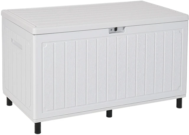 Main image of 90 Gallon Outdoor Double-Wall Deck Box w/6 Heavy-Duty Metal Legs | Large Resin Storage Box with Handle, for Cushion, Waterproof & Lockable,for Pool Accessories,Garden