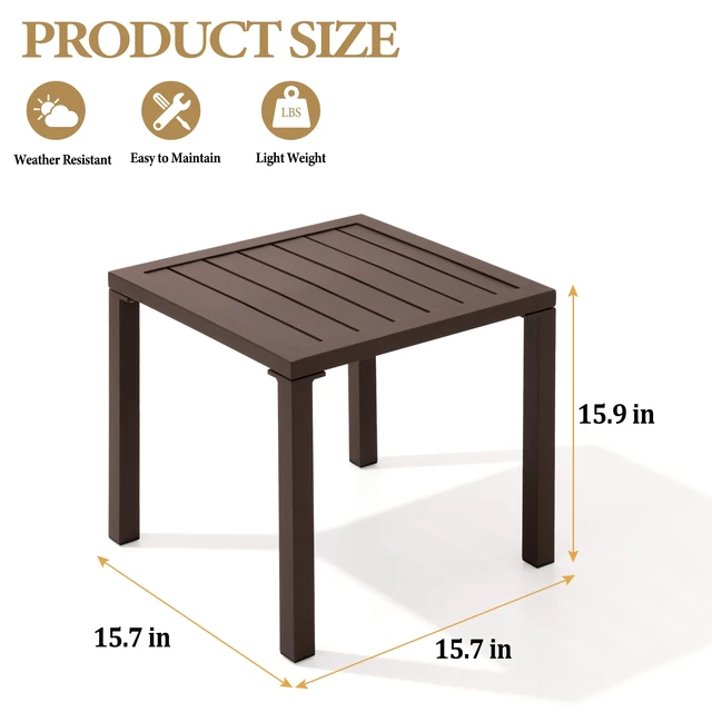Alt view image 3 of 7 - Aluminum Outdoor Side Table Set of 2, Pool Lounge Chair Side Table, Weather Resistant Small Square Coffee End Table for Patio, Yard, Garden, Porch, Deck, Outdoor
