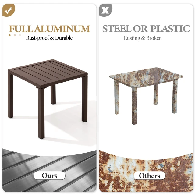 Alt view image 4 of 7 - Aluminum Outdoor Side Table Set of 2, Pool Lounge Chair Side Table, Weather Resistant Small Square Coffee End Table for Patio, Yard, Garden, Porch, Deck, Outdoor