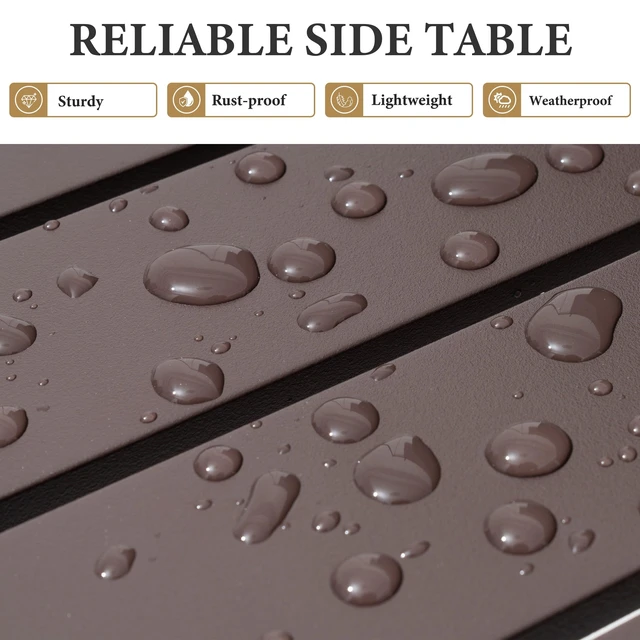 Alt view image 5 of 7 - Aluminum Outdoor Side Table Set of 2, Pool Lounge Chair Side Table, Weather Resistant Small Square Coffee End Table for Patio, Yard, Garden, Porch, Deck, Outdoor