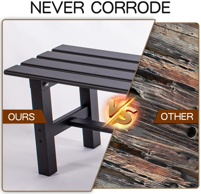 Alt view image 3 of 6 - 59 Inches Outdoor Bench, 2-Person Aluminum Garden Bench, All-Weather Patio Bench for Garden, Porch, Backyard & Park (Black)
