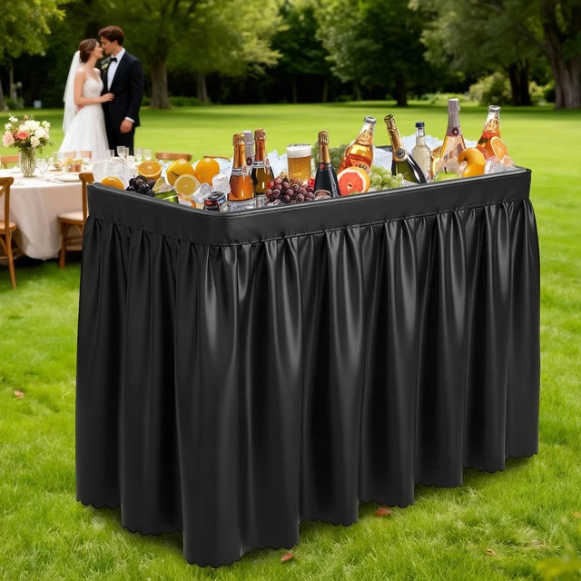 Main image of 4FT Ice Table, Portasble Cooler Side Table with Removable Skirt, Patio Table, Indoor & Outdoor Bar for Events, Parties and Camping Black