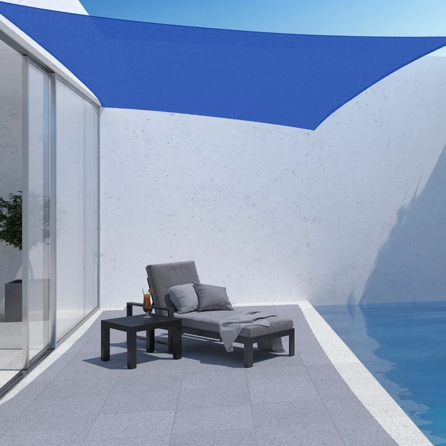 Alt view image 5 of 7 - Sun Shade Sail Rectangle 16' x 20' UV Block Canopy for Patio Backyard Lawn Garden Outdoor Activities, Blue