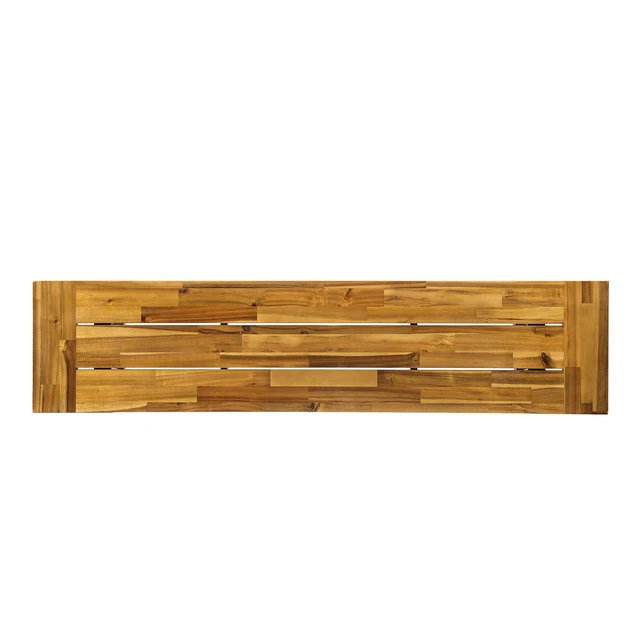 Alt view image 6 of 7 - Catriona Outdoor Acacia Wood Bench with Metal Accents, Teak Finish / Rustic Metal 14. 50 x 63 x 17. 75 inches