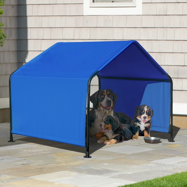 Alt view image 2 of 7 - 5' Outdoor Pet Shade, Versatile Pet Canopy Tent for Medium to Large-Breed Dogs, Cats, Small Animals and Livestock, Blue