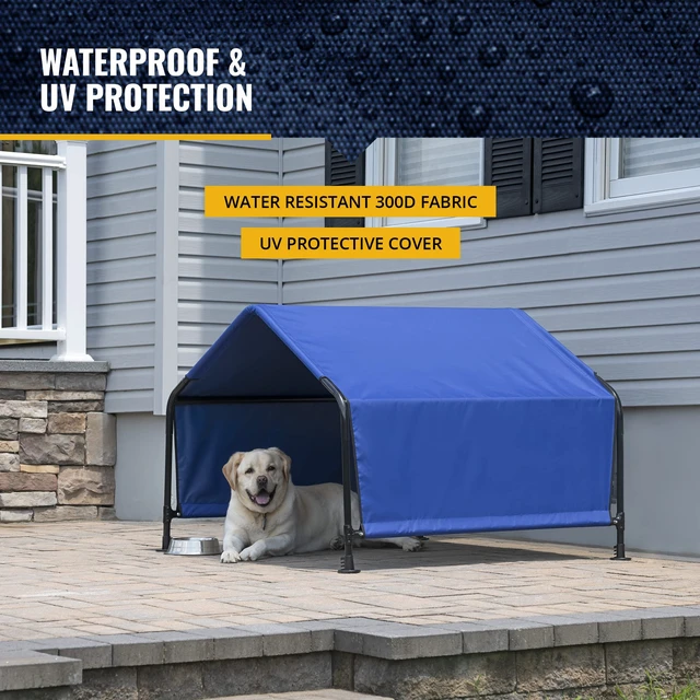 Alt view image 3 of 7 - 5' Outdoor Pet Shade, Versatile Pet Canopy Tent for Medium to Large-Breed Dogs, Cats, Small Animals and Livestock, Blue
