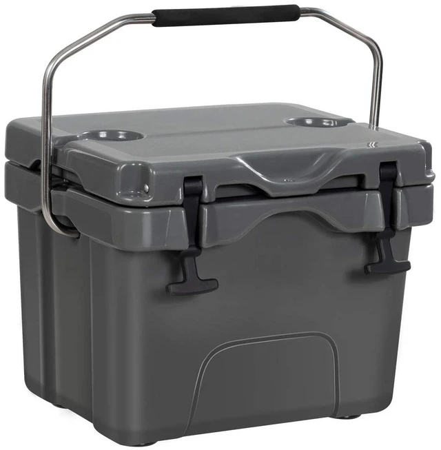 Main image of 16 Quart Cooler, 24-Can Capacity Ice Chest with 2 Cup Holders, 3-5 Days Ice Retention, Portable Insulated Ice Box for Camping, Fishing Outdoor Activities (Grey)