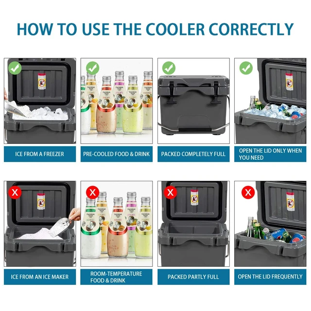 Alt view image 6 of 7 - 16 Quart Cooler, 24-Can Capacity Ice Chest with 2 Cup Holders, 3-5 Days Ice Retention, Portable Insulated Ice Box for Camping, Fishing Outdoor Activities (Grey)