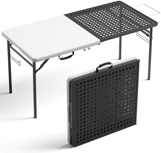 Main image of 5ft Folding Table for Picnic Camping, Portable Outdoor Table with Metal Grid Grilling Surface, Heavy Duty Foldable Table for Cook Prep,Suitable for Camping, Backyard, Patio and Beach