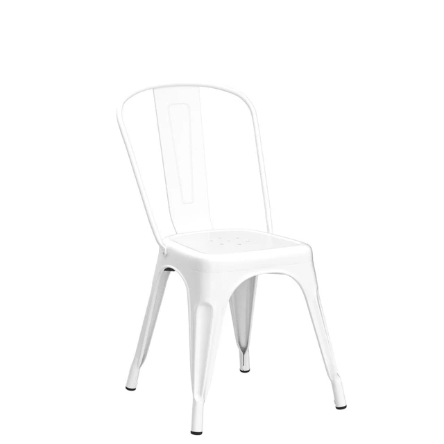 Alt view image 4 of 7 - Metal Dining Chair Farmhouse Tolix Style for Kitchen Dining Room Café Restaurant Bistro Patio, 18 Inch, Stackable, Waterproof Indoor/Outdoor (Sets of 4) (White)