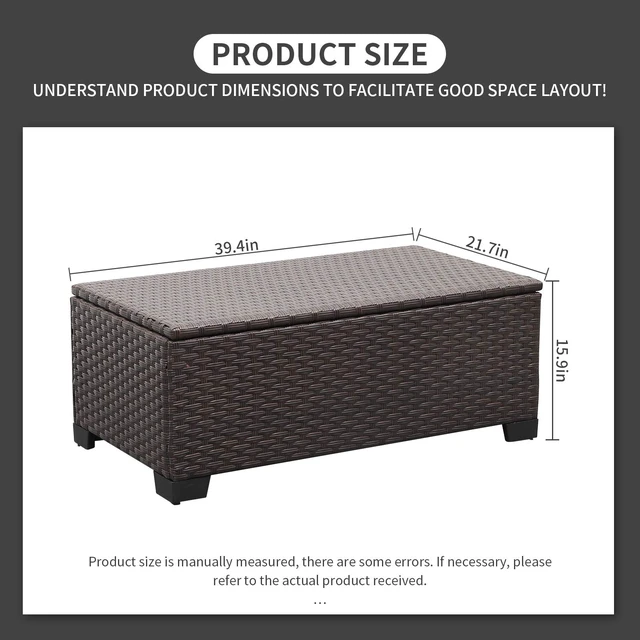 Alt view image 3 of 7 - Outdoor Storage Table Wicker Patio Coffee Table All-Weather Wicker Side Table with Waterproof Cover, Brown