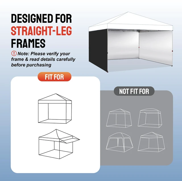 Alt view image 5 of 7 - 12x12 Canopy Sidewalls for Pop-Up Shelter, Black (Only 4pcs) | Silver-Coated Tent Sidewalls for Pop Up Canopy, Waterproof with UV Protection for Outdoor Events, Tent Not Included