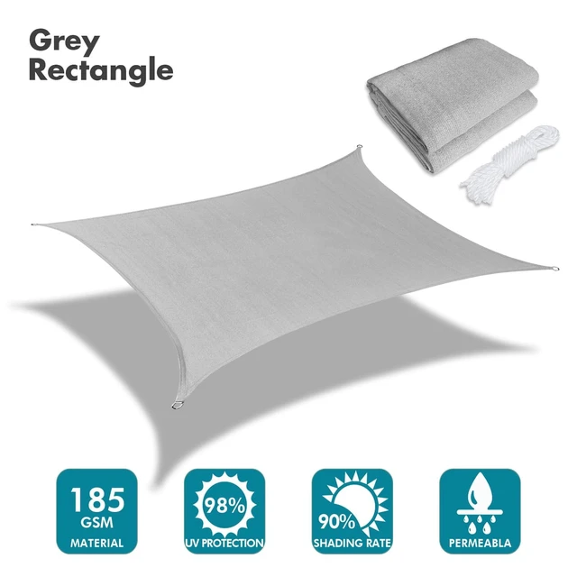 Alt view image 2 of 6 - 20'X26' Sun Shade Sail Gray Curved Rectangle | Outdoor Shade Cover 95% UV Block, 185GSM Heavy Duty Permeable, Shade Sail for Patio Garden Backyard Lawn (Customizable)