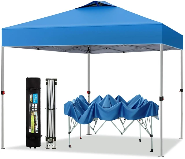 Main image of 10x10 Pop Up Canopy, Easy Shade Tents for Outdoor Events Party | Canopies 100 Sq.Ft Portable Waterproof UV Resistant Instant Beach One Person Set for Outside Patio,Blue