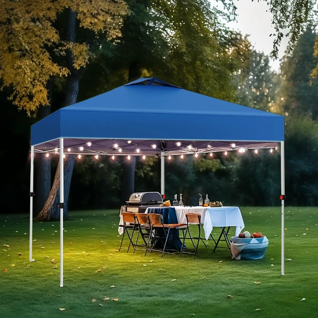 Alt view image 2 of 7 - 10x10 Pop Up Canopy, Easy Shade Tents for Outdoor Events Party | Canopies 100 Sq.Ft Portable Waterproof UV Resistant Instant Beach One Person Set for Outside Patio,Blue