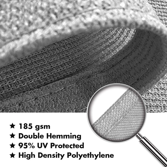 Alt view image 5 of 6 - 20'X26' Sun Shade Sail Gray Curved Rectangle | Outdoor Shade Cover 95% UV Block, 185GSM Heavy Duty Permeable, Shade Sail for Patio Garden Backyard Lawn (Customizable)