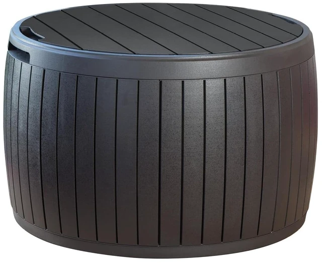 Main image of Circa Outdoor Storage Deck Box, 37 Gallon, Brown | Doubles as Ottoman Chair or Side Table, Resin Seating for Garden, Pool & Patio