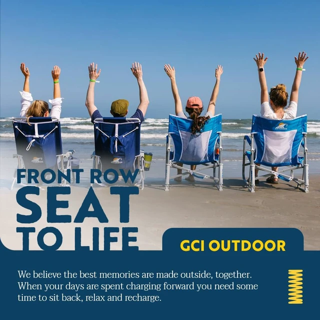 Alt view image 7 of 7 - Pod Rocker Beach Chair | Collapsible Folding Rocking Chair with Drink Holder & Portable Carry Bag Saybrook Blue