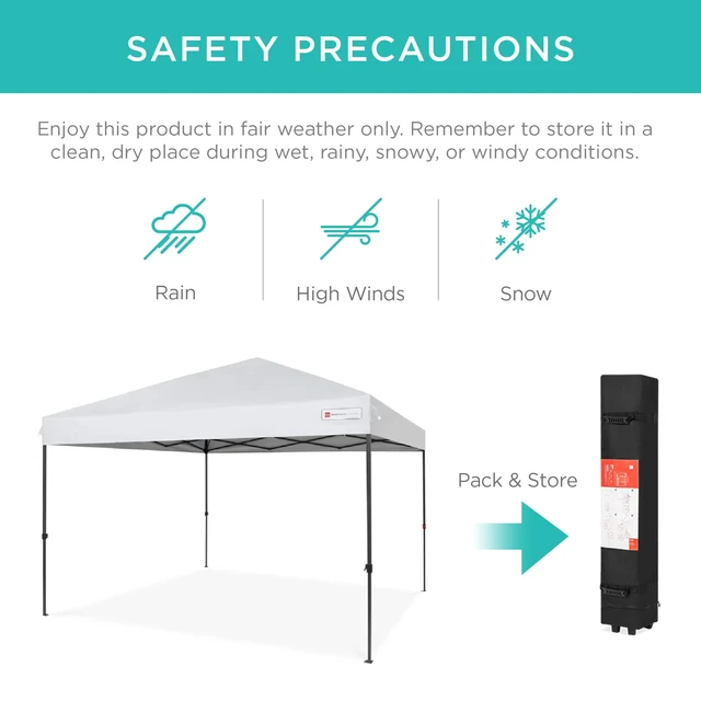 Alt view image 5 of 7 - 10x10 Pop Up Canopy Tent, EZ Setup, White | 1 Person 1 Minute Setup, Includes Carry Case & 4 Weight Bags, Outdoor Shade for Camping, Parties, Events