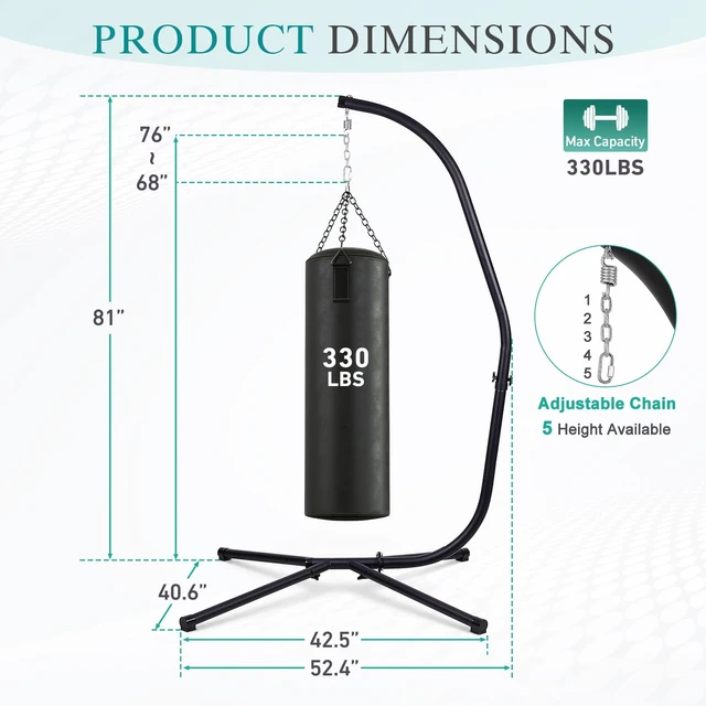 Alt view image 3 of 7 - Hammock Chair Stand Only, Solid Hanging Chair C Stand, 330lbs Capacity | Powder-Coated Steel Hammock Swing Chair Frame for Hanging Rope Swing, Egg Chair, Sensory Swing, 360 Degree Rotation