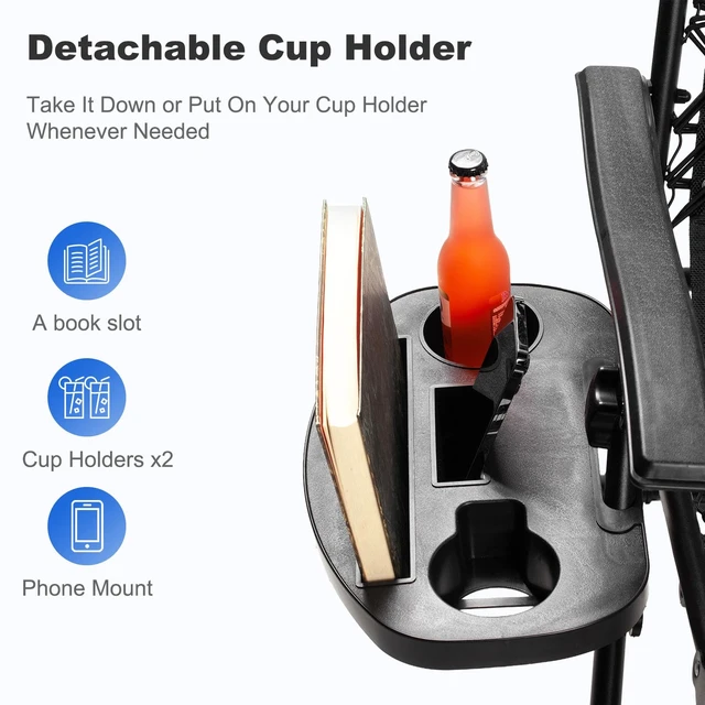 Alt view image 2 of 7 - Set of 2 Relaxing Recliners Patio Chairs Adjustable Steel Mesh Zero Gravity Lounge Chair Beach Chairs with Pillow and Cup Holder (Blue)