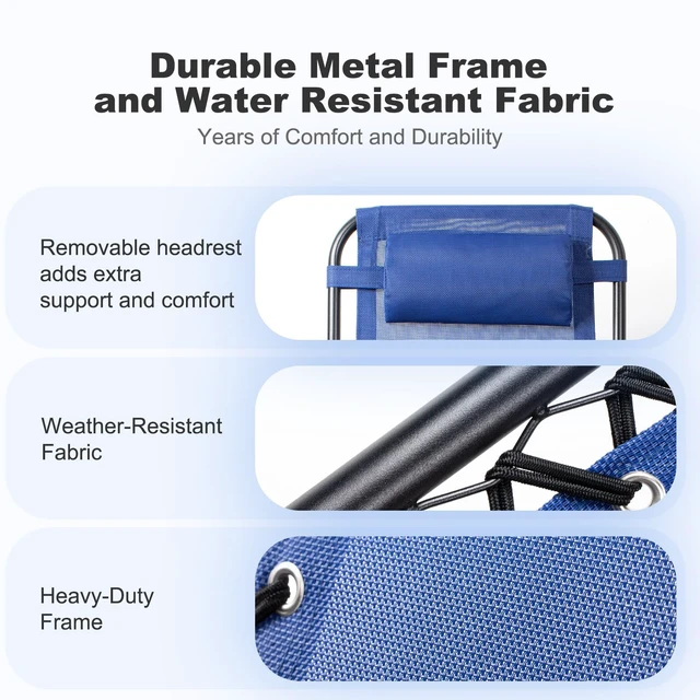 Alt view image 5 of 7 - Set of 2 Relaxing Recliners Patio Chairs Adjustable Steel Mesh Zero Gravity Lounge Chair Beach Chairs with Pillow and Cup Holder (Blue)