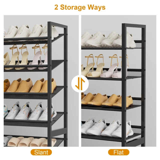 Alt view image 7 of 7 - Large Shoe Rack 8 Tier Shoe Organizer, Heavy Duty Metal 4-Tier Stackable Shoe Storage Vertical Shoe Rack for Closet Front Door Entrance, Up to 50 Pairs, 44.8" W x 11.4" D x 56.7" H, Black