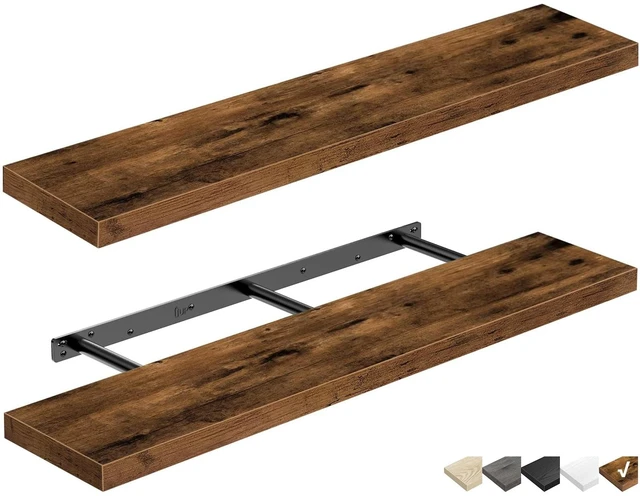 Main image of Extra Long Floating Shelves for Wall (Brown, Set of 2, 47.2") | 48 inch Large Shelf for Bathroom Kitchen Living Room Bedroom, Farmhouse Home Decor, Rustic Plant Display, Books (008-120BN)