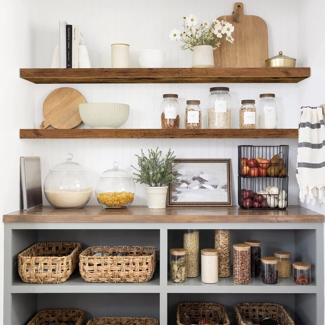 Alt view image 2 of 7 - Extra Long Floating Shelves for Wall (Brown, Set of 2, 47.2") | 48 inch Large Shelf for Bathroom Kitchen Living Room Bedroom, Farmhouse Home Decor, Rustic Plant Display, Books (008-120BN)