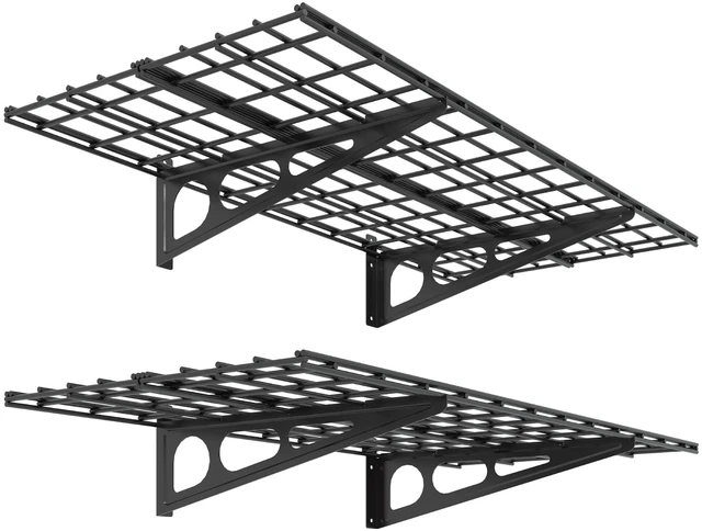 Main image of 2-Pack 2x4ft 24-inch-by-48-inch Wall Shelf Garage Storage Rack Wall Mounted Floating Shelves, Black, Classic Series