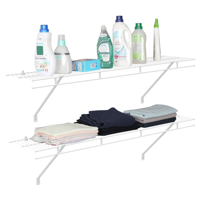 Alt view image 5 of 7 - 4 Pack Closet Shelves Wall Mounted, 4 ft x 12 in Wire Shelf Kit | White Wire Closet Shelving for Closet, Laundry Room, Bedroom, Living Room, Pantry Organization and Storage