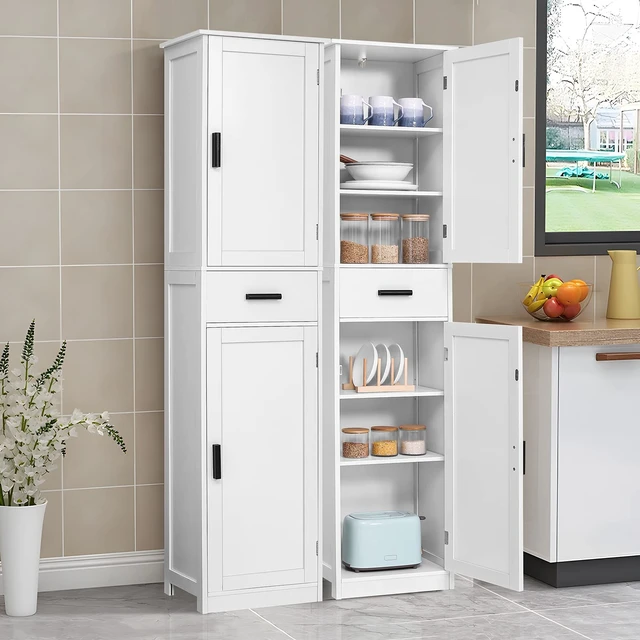 Alt view image 5 of 7 - 67'' Tall Bathroom Cabinet, Storage Cabinet with 4 Shelves & 2 Doors, Narrow Storage Cabinets for Bathroom, Living Room, Home Office, White