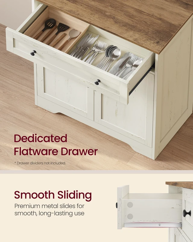 Alt view image 3 of 6 - Buffet Cabinet, Sideboard, 2 Doors, 28.4 x 15.8 x 31.5 Inches | Farmhouse Coffee Bar Cabinet with 1 Drawer, Adjustable Shelves, Rustic White and Honey Brown, SIREN Collection ULSC521WJ01S
