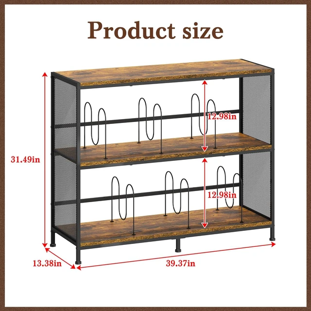 Alt view image 6 of 7 - 3-Tier Vinyl Record Storage: Vintage Player Table with Spacious Storage - Up to 450 Records, Turntable Stand with Adjustable Dividers, Extra Top Surface for Audio Equipment, Perfect for Living Room