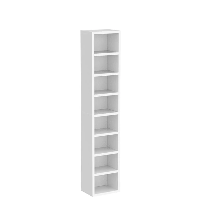 Alt view image 4 of 7 - Small Narrow Corner Bookcase - 71" Tall Gap Storage Cabinet, White | Modern Minimalist Style, MDF Material, Adjustable Shelves, 8 Cubes Open Bookshelf, Floor Tower Rack, Space-Saving Organizer