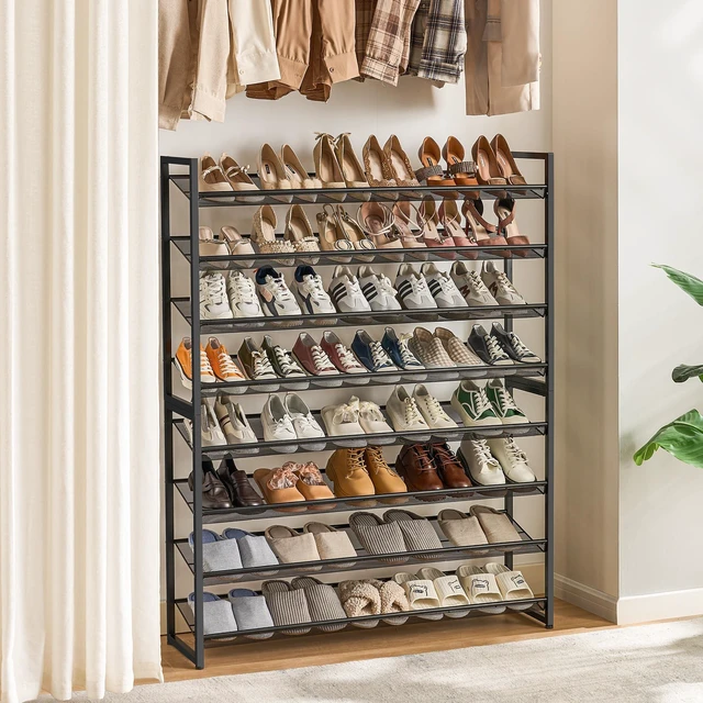 Alt view image 3 of 6 - Shoe Rack, Large Metal Shoe Organizer,Max Holds 50 Pairs,8 Tier Shoe Storage Shelf for Garage,Closet,Entryway, Black