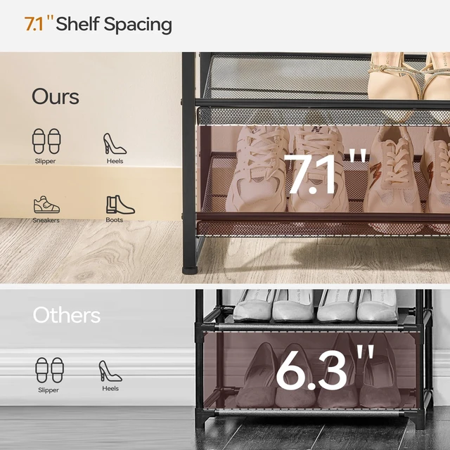 Alt view image 5 of 6 - Shoe Rack, Large Metal Shoe Organizer,Max Holds 50 Pairs,8 Tier Shoe Storage Shelf for Garage,Closet,Entryway, Black