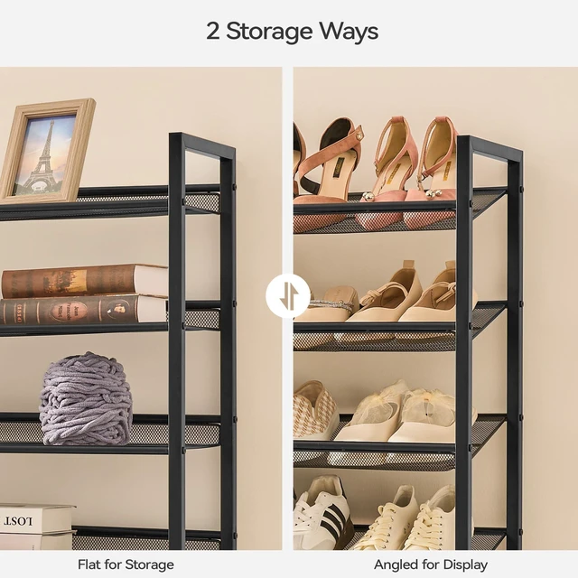 Alt view image 4 of 6 - Shoe Rack, Large Metal Shoe Organizer,Max Holds 50 Pairs,8 Tier Shoe Storage Shelf for Garage,Closet,Entryway, Black