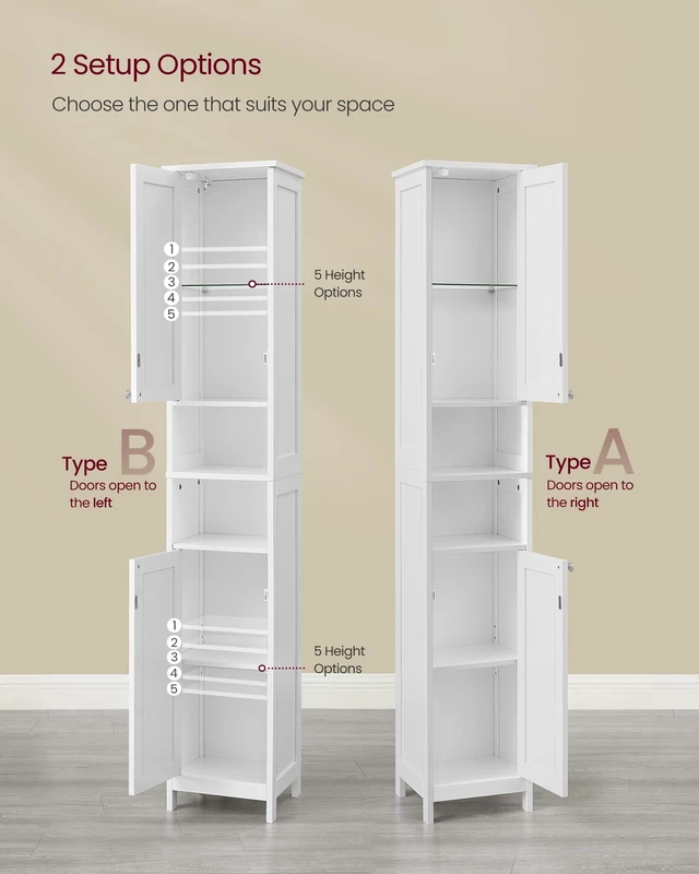Alt view image 5 of 7 - Tall Storage Cabinet with Lights, Slim, 11.8" W, Cloud White | Freestanding, Adjustable Shelves, for Small Spaces, Bathroom, Living Room, Farmhouse, SOFIE Collection UBBC566W02