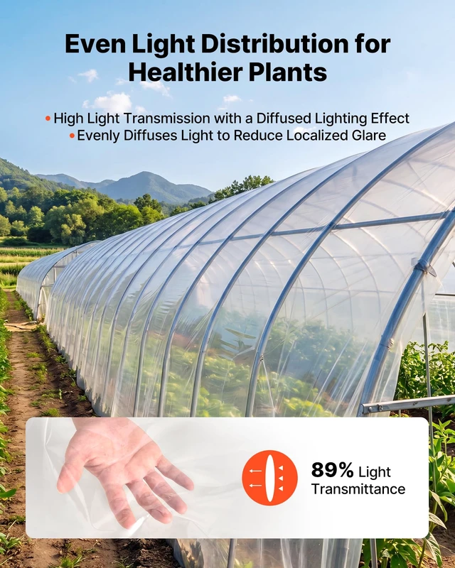 Alt view image 4 of 7 - Greenhouse Plastic Sheeting 12 x 100 ft 6 Mil Clear Polyethylene Film | For Farms Agriculture Garden Outdoor Plant, Water Sun Frost Wind Dust Resistant, Heavy Duty Thick Winter Hoop House Cover