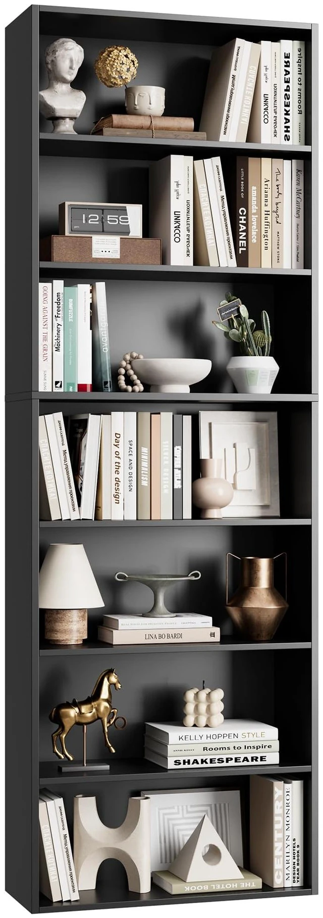 Main image of 82" Tall Bookshelf Black Bookcase, 7-Tier Open Display Shelves | Extra Tall Bookcase with Storage, Floor to Ceiling Bookshelves, Narrow Bookshelf Home Decor Furniture for Office, Living Room
