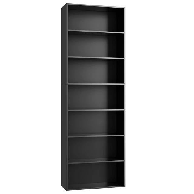 Alt view image 7 of 7 - 82" Tall Bookshelf Black Bookcase, 7-Tier Open Display Shelves | Extra Tall Bookcase with Storage, Floor to Ceiling Bookshelves, Narrow Bookshelf Home Decor Furniture for Office, Living Room