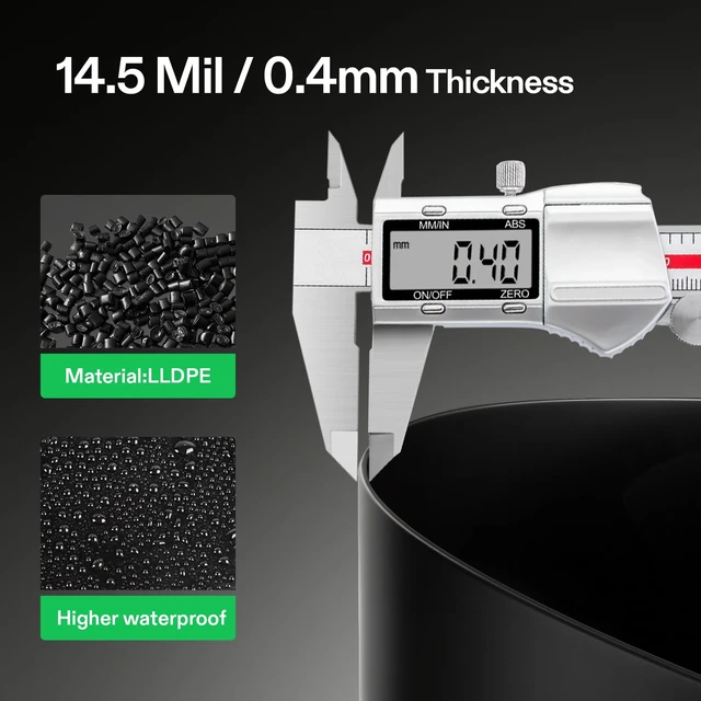 Alt view image 4 of 7 - 20 x 25 Feet Pond Liner for Koi Ponds, Aquaculture and Water Garden | 14.5 Mil Durable LLDPE Pond Liners, Black